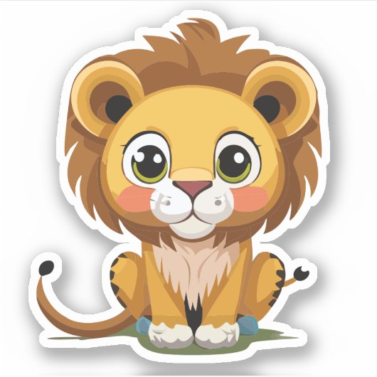 Schattig Leeuw Cartoon Karakter Sticker (Voorkant)