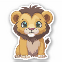 Schattig Leeuw Cartoon Karakter Sticker