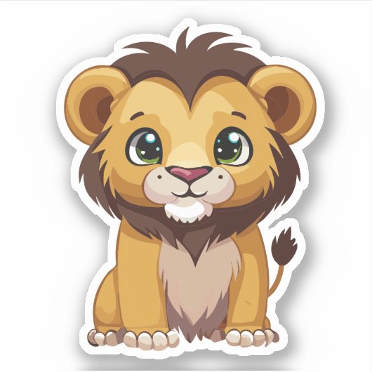 Schattig Leeuw Cartoon Karakter Sticker (Voorkant)