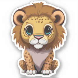 Schattig Leeuw Cartoon Karakter Sticker