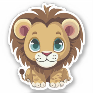 Schattig Leeuw Cartoon Karakter Sticker