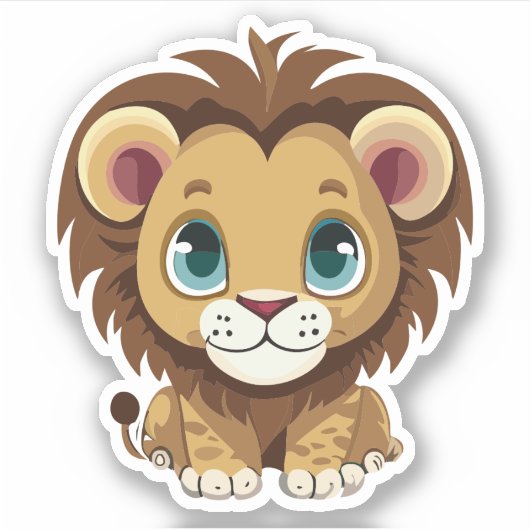 Schattig Leeuw Cartoon Karakter Sticker (Voorkant)