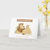 Schattig Leeuwenwelp Bruin Wit Vaderdag Kaart (Gele Bloem)