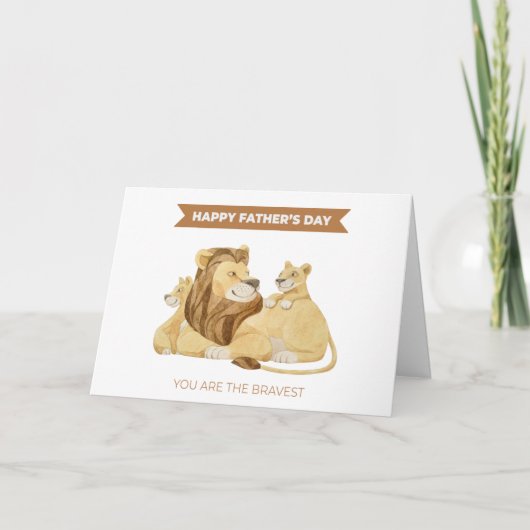Schattig Leeuwenwelp Bruin Wit Vaderdag Kaart (Voorkant)