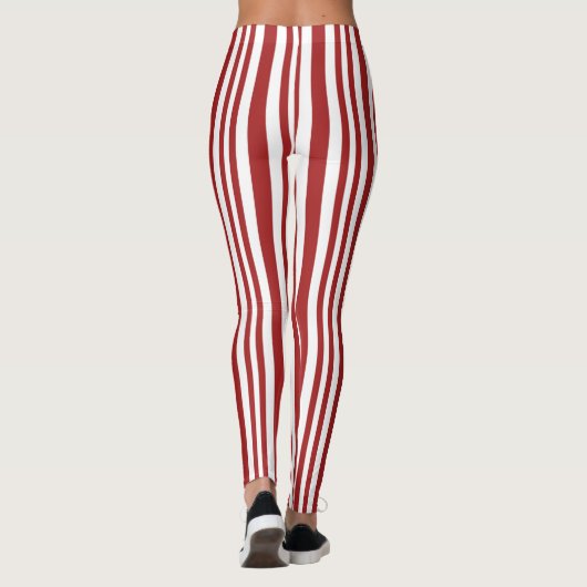 SCHATTIG! Leggings - Rood & Witte Strepen Candy Ca (Achterkant)