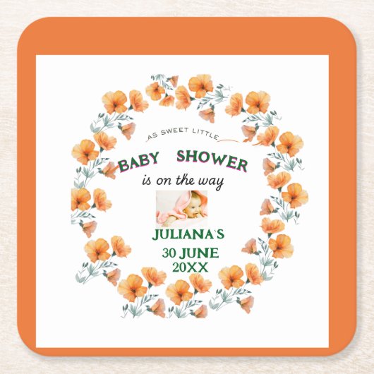 schattig lente baby shower kartonnen onderzetters (Voorkant)