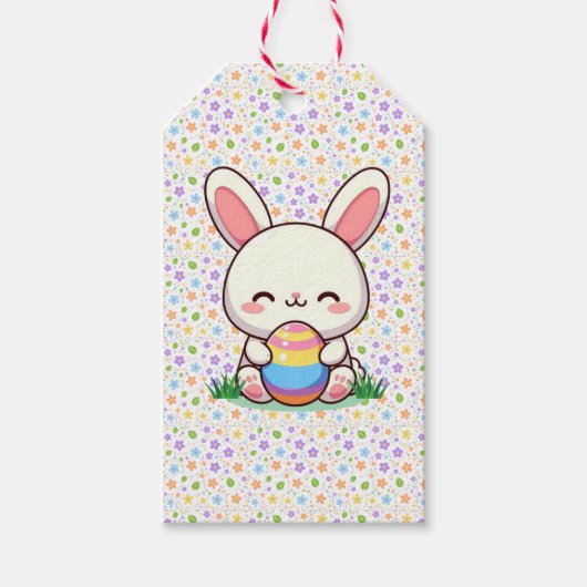 Schattig lentepas/Pasen konijn met ei Cadeaulabel (Voorkant)