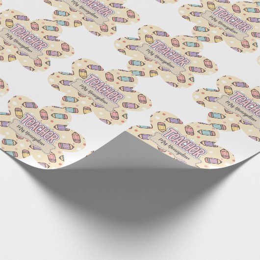 Schattig Lerarendag Potlood Patroon Cadeaupapier (Hoek)