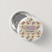  Schattig Lerarendag Potlood Patroon  Ronde Button 3,2 Cm (Voorkant /achterkant)