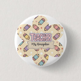 Schattig Lerarendag Potlood Patroon  Ronde Button 3,2 Cm