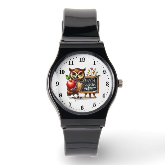 Schattig leren liefde inspireren uil horloge (Voorkant)