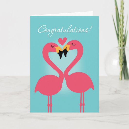 Schattig Lesbisch Flamingo Huwelijk Felicitaties Kaart (Voorkant)