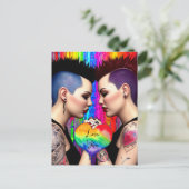 Schattig Lesbisch Paar Regenboog Kunst Liefde U Briefkaart (Staand voorkant)