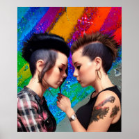 Schattig Lesbisch Paar Regenboog Kunst