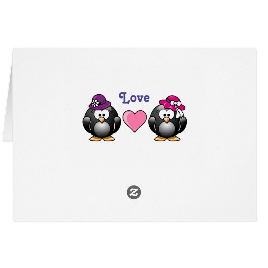 Schattig lesbische pinguïns Twee Brides Heart Pet (Achterkant Horizontaal)