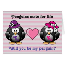 Schattig lesbische pinguïns Twee Brides Heart Pet