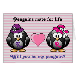 Schattig lesbische pinguïns Twee Brides Heart Pet