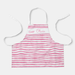 Schattig Leuk Aquarel Roze Gestreepte Gepersonalis Schort