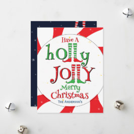 Schattig Leuk Feestelijk Hulst Vrolijk Kerst Elf Feestdagenkaart