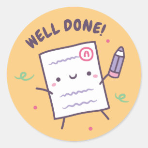 Schattig Leuk Gedaan Papier en Potlood Positieve B Ronde Sticker