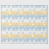 Schattig Leuk Geel, Wit en Blauw Hart Patterned Cadeaupapier (Vlak)