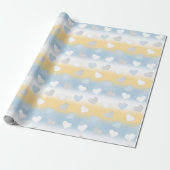 Schattig Leuk Geel, Wit en Blauw Hart Patterned Cadeaupapier (Uitgerold)