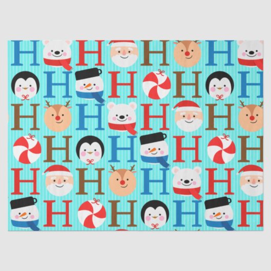 Schattig leuk "Ho-Ho-Ho" Kerstscript decoupage Tissuepapier (Voorkant)