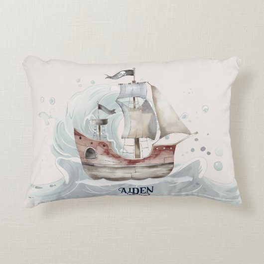 Schattig leuk oceaan piratenschip kind accent kussen (Voorkant)