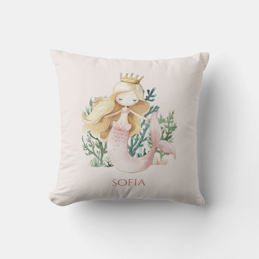 Schattig leuk Roze Meermin Kind  Kussen (Voorkant)