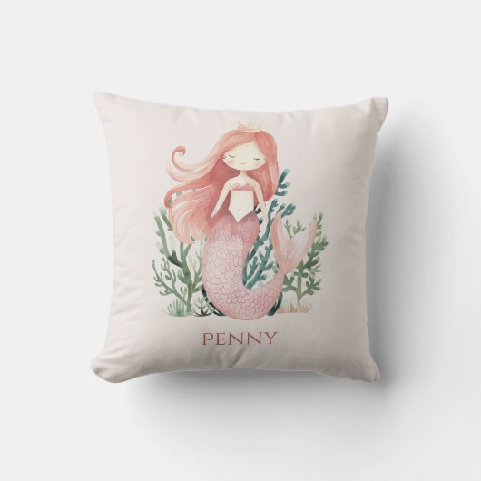 Schattig leuk Roze Meermin Kind Kussen (Voorkant)