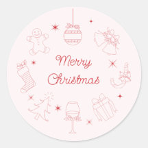 Schattig leuk roze rode handgetekende Kerstmis