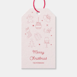 Schattig Leuk Roze Rood Handgetekend Kerstmis Cadeaulabel