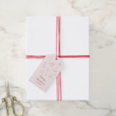 Schattig Leuk Roze Rood Handgetekend Kerstmis Cadeaulabel (Met Touw)