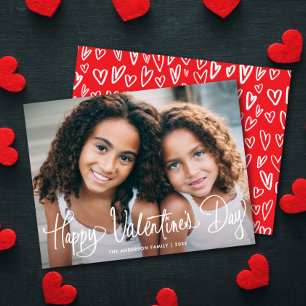 Schattig Leuk Schrift Gelukkige Valentijnsdag Eén Feestdagenkaart