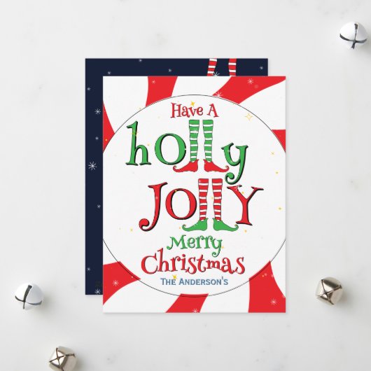 Schattig Leuk Uitbundig Hulst Vrolijk Kerst Elf Feestdagenkaart (Voorkant / Achterkant in situ)