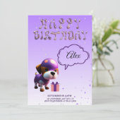 Schattig Leuke Hond Kinderen Verjaardagsfeest Kaart (Staand voorkant)