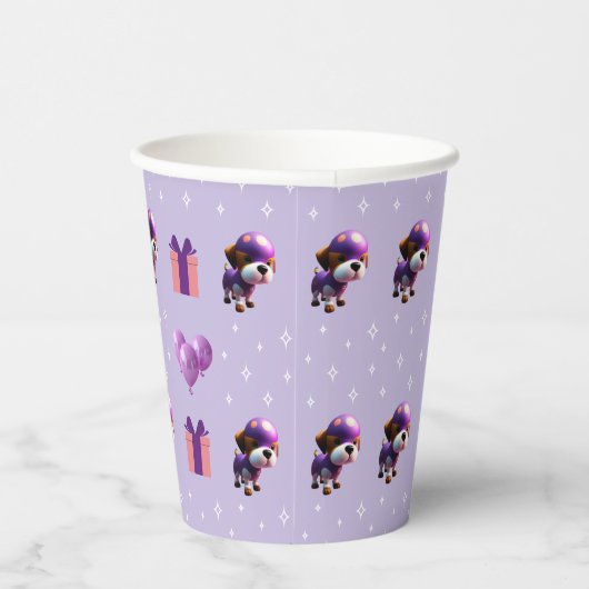 Schattig Leuke Hond Kinderen Verjaardagsfeest Papieren Bekers (Rechts)