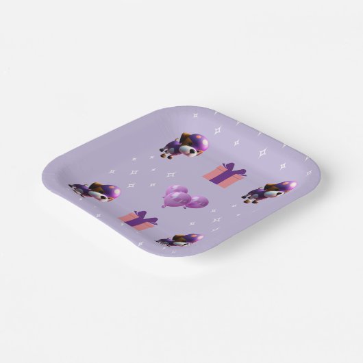 Schattig Leuke Hond Kinderen Verjaardagsfeest Papieren Bordje (Gebogen)