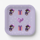 Schattig Leuke Hond Kinderen Verjaardagsfeest Papieren Bordje (Voorkant)