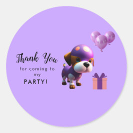 Schattig Leuke Hond Kinderen Verjaardagsfeest Ronde Sticker