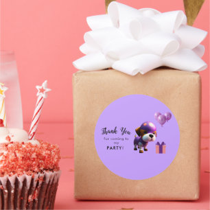 Schattig Leuke Hond Kinderen Verjaardagsfeest Ronde Sticker
