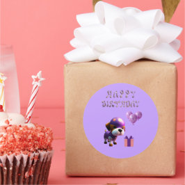 Schattig Leuke Hond Kinderen Verjaardagsfeest Ronde Sticker