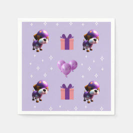 Schattig Leuke Hond Kinderen Verjaardagsfeestje Se Servet