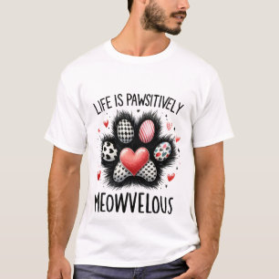Schattig "Leven is Poesitief Meowvelous" Kattenpoo T-shirt