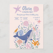 Schattig leven van walvissen en zeeen uitnodiging briefkaart (Voorkant)