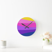 Schattig levendig kleurrijk ontwerp blauw roze gee ronde klok (Huis)