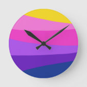 Schattig levendig kleurrijk ontwerp blauw roze gee ronde klok (Voorkant)