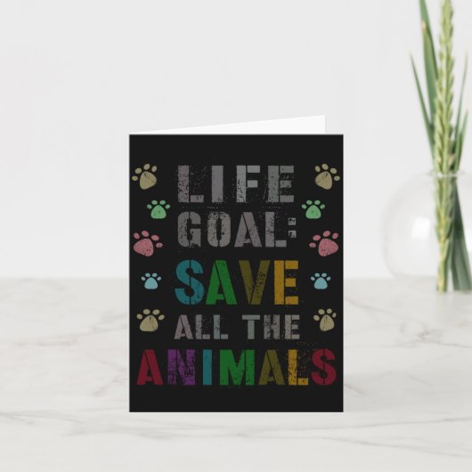 Schattig Levensdoel Red Dieren Vegan Dag Redding Kaart (Voorkant)