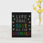 Schattig Levensdoel Red Dieren Vegan Dag Redding Kaart (Gele Bloem)