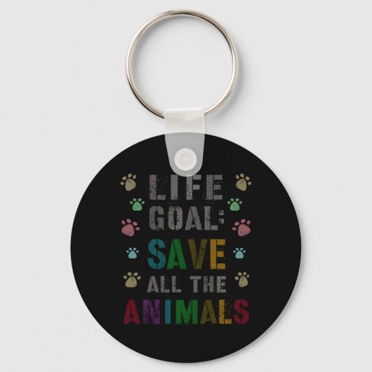 Schattig Levensdoel Red Dieren Vegan Dag Redding Sleutelhanger (Voorkant)
